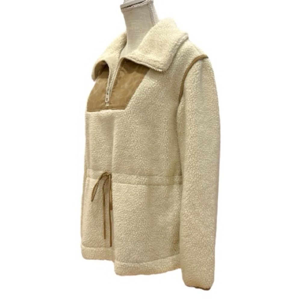 Coach Half-Zip Cream Sherpa Fleece Pullover Jacket with Tan Accents Size XS - Picture 6 of 7